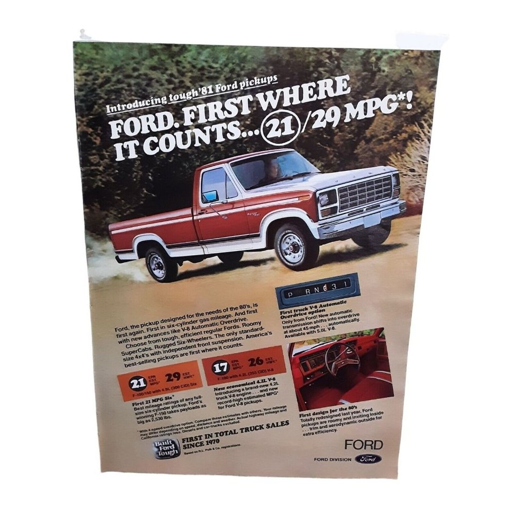 Ford Truck 1981 model 1980 Magazine Ad with Joe Theismann Canon Camera Ad